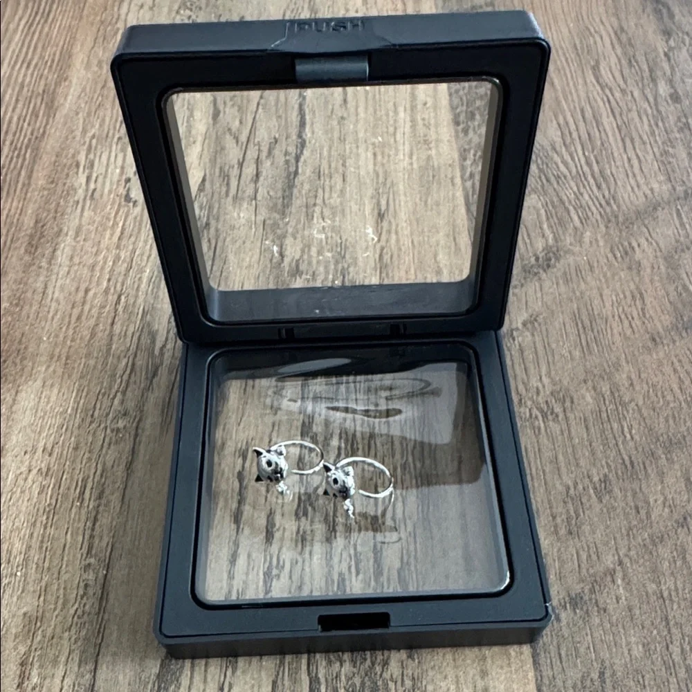 Cute Cat Silver Earrings